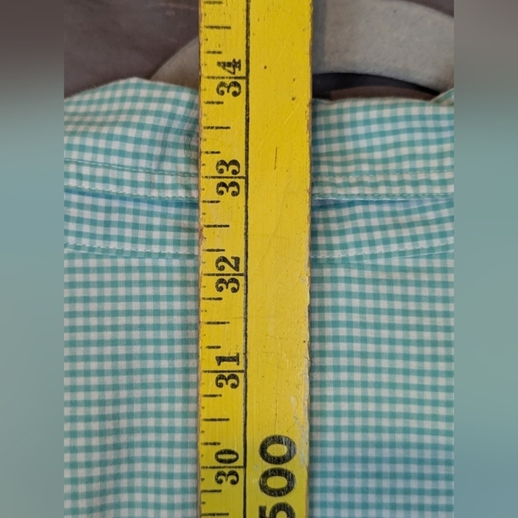 Chaps XXL gingham button down shirt in light turquoise - Picture 8 of 10